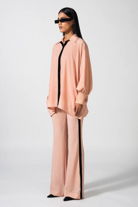 Pocketful Of Cherrie_Pink Poplin Collared Aurora Ballet Shirt _Online_at_Aza_Fashions