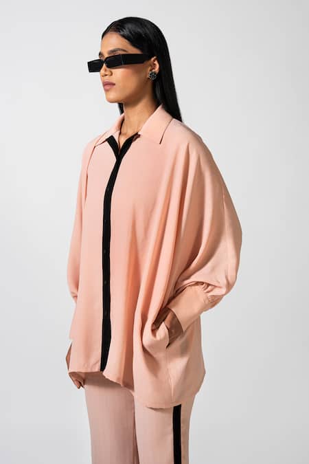 Buy_Pocketful Of Cherrie_Pink Poplin Collared Aurora Ballet Shirt _Online_at_Aza_Fashions