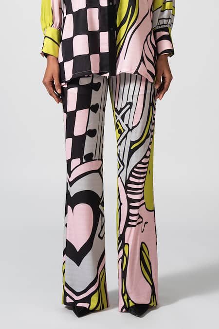 Pocketful Of Cherrie_Multi Color Aurora Printed Ballet Bell Pant _Online_at_Aza_Fashions