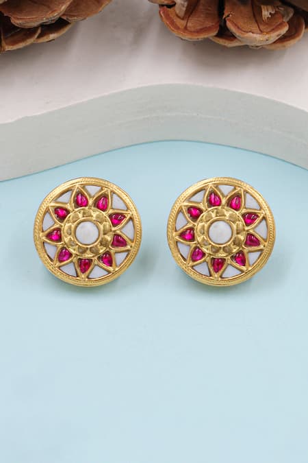 Sangeeta Boochra Floral Kundan Embellished Studs 