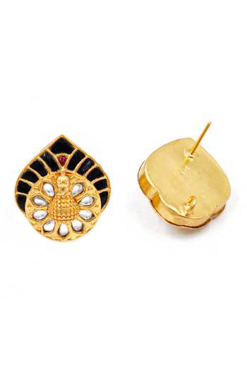 Sangeeta Boochra Gold Plated Crystals Floral Cutwork Studs Online at Aza Fashions Sangeeta Boochra_Gold Plated Crystals Floral Cutwork Studs _Online_at_Aza_Fashions