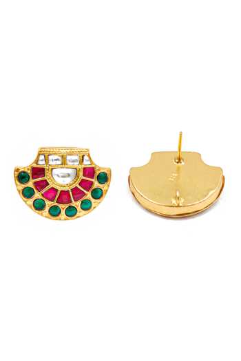Sangeeta Boochra Multi Color Stones, Diamonds Kundan Embellished Geometric Studs Online at Aza Fashions Sangeeta Boochra_Multi Color Stones, Diamonds Kundan Embellished Geometric Studs _Online_at_Aza_Fashions