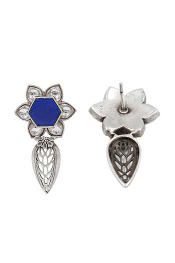Sangeeta Boochra_Silver Plated Lace, Stones Aurilia Floral Earrings _Online_at_Aza_Fashions