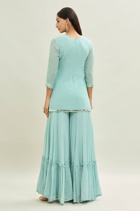 Aaryaa By Kashveen Kohli Acrylic Work Kurta Sharara Set 