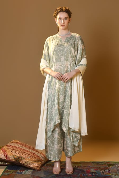 TULPALAV Floral Pattern Kaftan Palazzo Set 