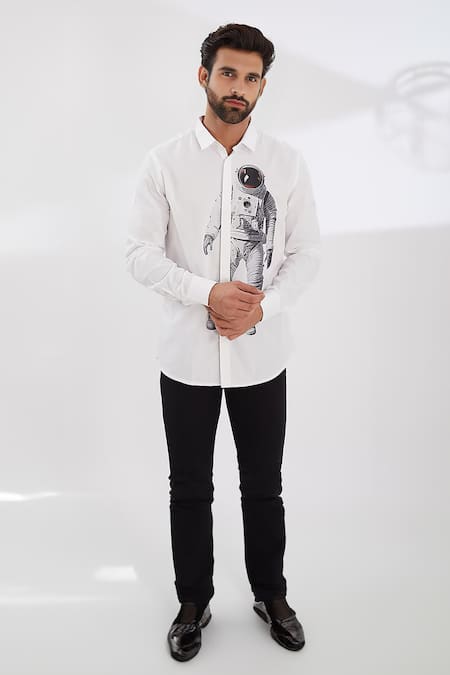 HeSpoke Spaceman Print Spread Collar Shirt 