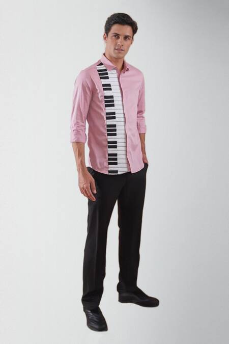 HeSpoke Pink Premium Cotton Blend Printed Keyboard Shirt 