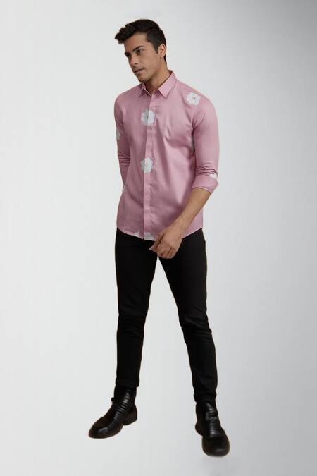HeSpoke Pink 100% Pure Cotton Print Floral Serendipity Shirt 