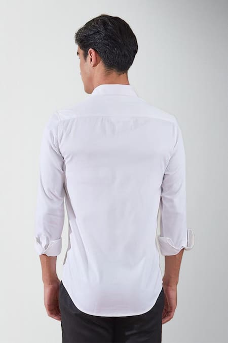 Shop_Hespoke_White Premium Cotton Blend Printed Frog Absorbent Shirt _at_Aza_Fashions