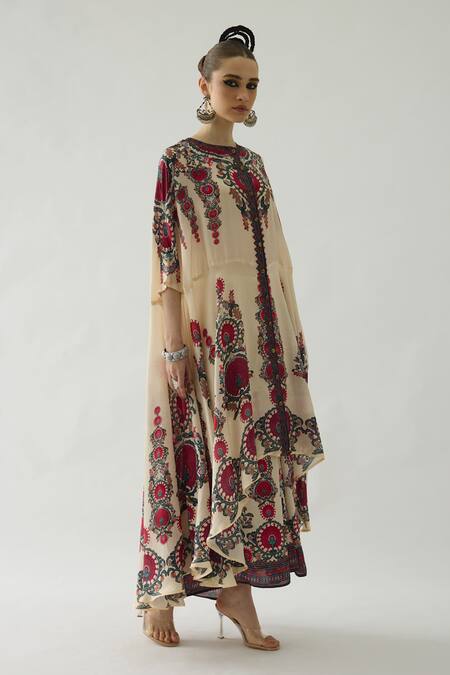 Buy Rajdeep Ranawat Maroon Caprice Silk Printed Cape Online at Aza Fashions Buy_Rajdeep Ranawat_Maroon Caprice Silk Printed Cape _Online_at_Aza_Fashions