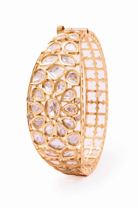 Curio Cottage Floral Kundan Embellished Kada 