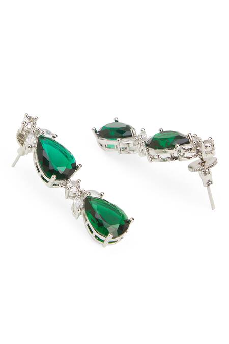 Curio Cottage_Green Crystals Garland Drop Necklace Set_Online_at_Aza_Fashions