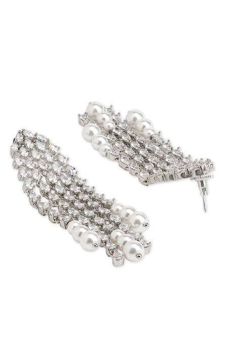 Buy_Curio Cottage_Cubic Zirconia, Stones Star Trail Cascade Earrings_Online_at_Aza_Fashions