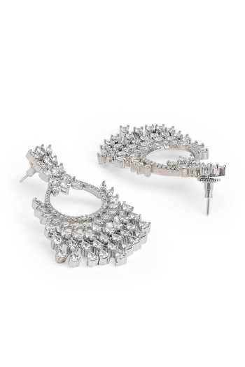Buy Curio Cottage Silver Plated Crystals, Diamonds Dazzling Dove Chandbali Earrings Online at Aza Fashions Buy_Curio Cottage_Silver Plated Crystals, Diamonds Dazzling Dove Chandbali Earrings_Online_at_Aza_Fashions