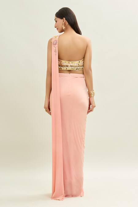 Aaryaa By Kashveen Kohli Embroidered Pre-Draped Saree With Blouse 