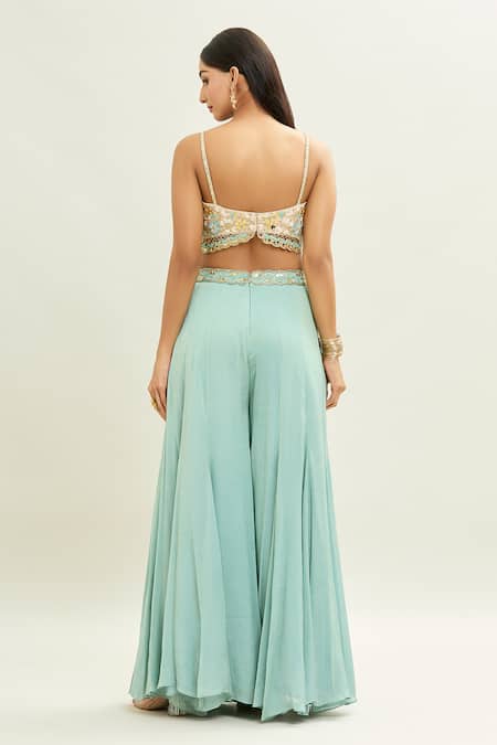 Aaryaa By Kashveen Kohli Cutwork Embroidered Blouse Palazzo Set 