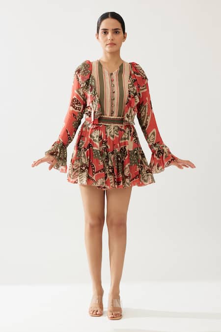 Shop Koai Multi Color Chiffon Floral Print Skirt Online at Aza Fashions Shop_Koai_Multi Color Chiffon Floral Print Skirt _Online_at_Aza_Fashions