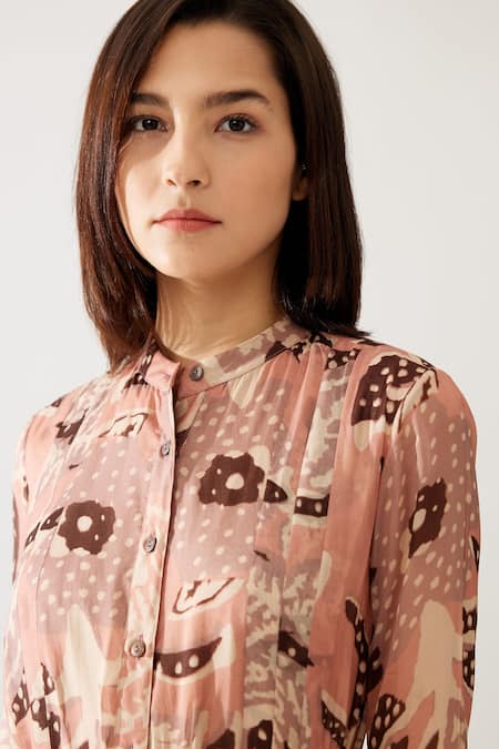 Buy_Koai_Peach Chiffon Bandeau Neck Floral Print Maxi Shirt Dress 