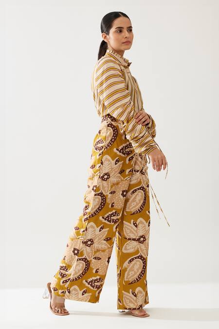 Koai_Pink Cotton, Silk Embroidery Collared Printed Shirt _at_Aza_Fashions