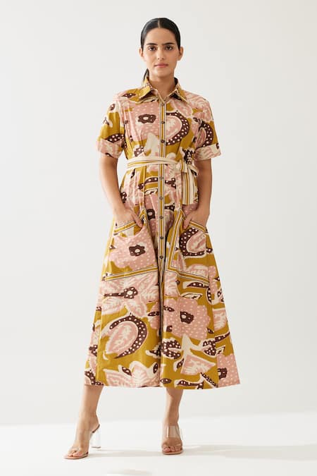 KoAi Abstract Floral Print Shirt Dress 