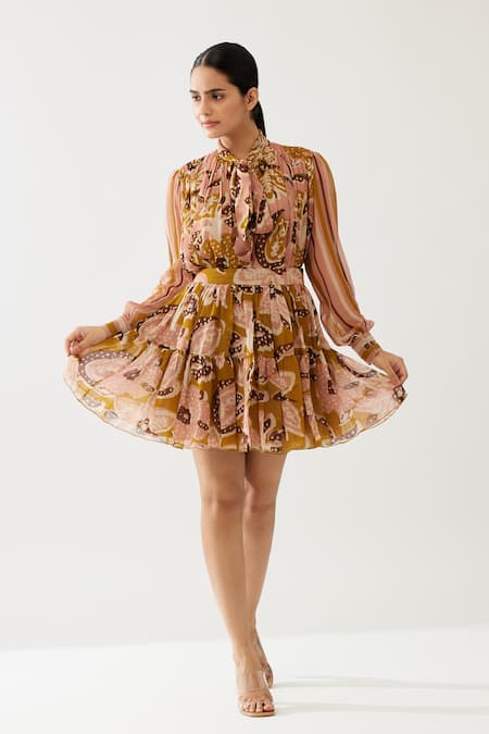 KoAi Floral Print Tiered Skirt 