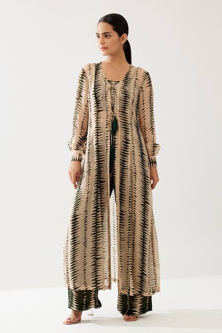 Koai Green Geometric Print Cape Online at Aza Fashions Koai_Green Geometric Print Cape _Online_at_Aza_Fashions