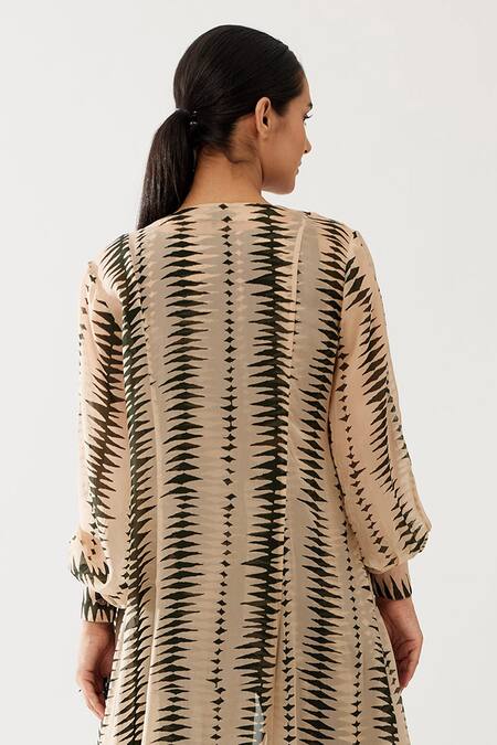Shop Koai Green Geometric Print Cape Online at Aza Fashions Shop_Koai_Green Geometric Print Cape _Online_at_Aza_Fashions