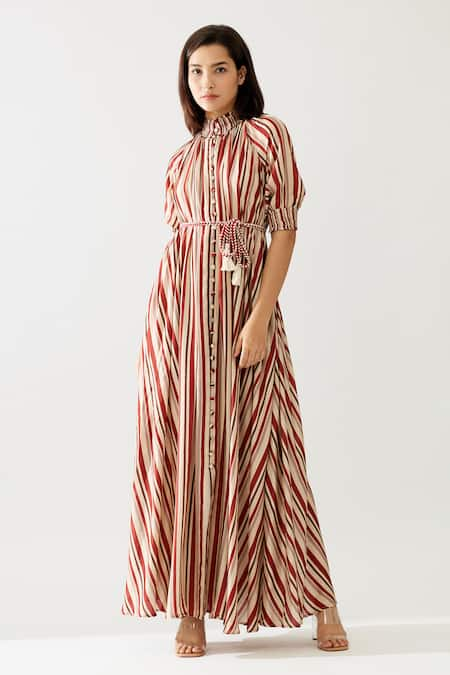 KoAi Stripe Print Maxi Dress 