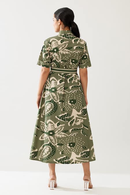 Koai Floral Print Midi Shirt Dress 