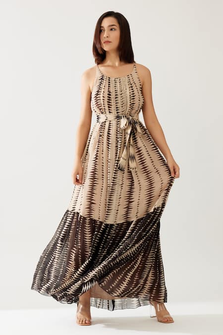 Shop_Koai_Cream Chiffon Halter Neck Carnival Print Maxi Dress _Online_at_Aza_Fashions