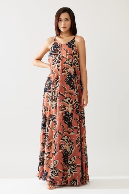 Buy Koai Blue Chiffon Halter Neck Foliage Bloom Print Maxi Dress Online at Aza Fashions Buy_Koai_Blue Chiffon Halter Neck Foliage Bloom Print Maxi Dress _Online_at_Aza_Fashions
