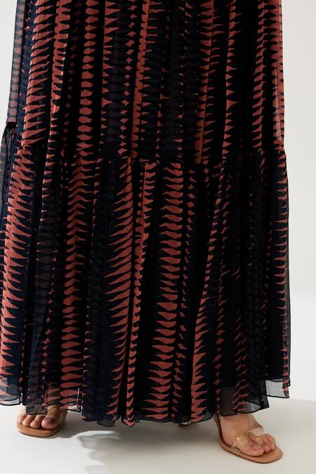 Shop_Koai_Pink Chiffon Carnival Print Tiered Maxi Skirt _Online_at_Aza_Fashions