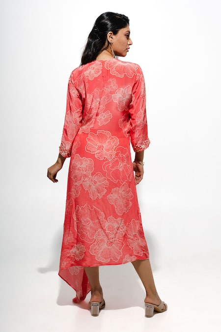 Megha Pitti Floral Print Asymmetric Dress 