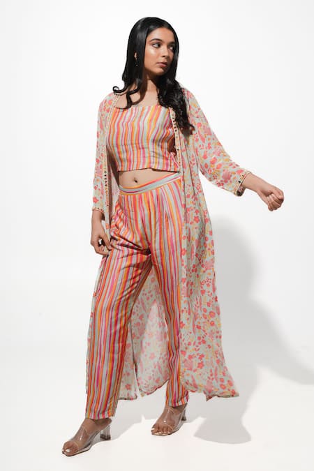 Megha Pitti Floral Print Jacket Pant Set 