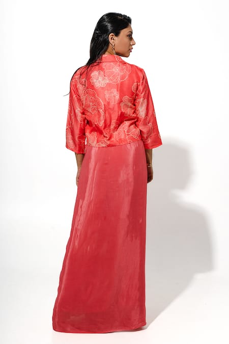 Megha Pitti Long Dress With Floral Print Jacket 