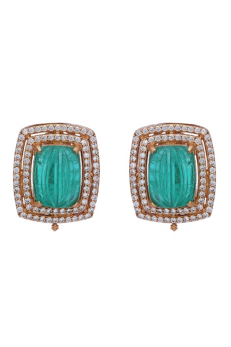 Shop_Auraa Trends_Green Stones Kundan Studded Layered Pendant Necklace Set _Online_at_Aza_Fashions