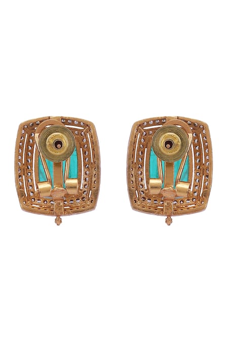 Auraa Trends_Green Stones Kundan Studded Layered Pendant Necklace Set _at_Aza_Fashions