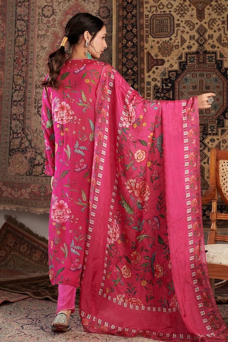 Negra Elegante Floral Pattern Straight Kurta Palazzo Set 