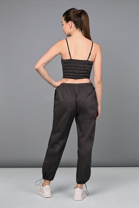 Buy_Tuna London - {Tuna Active}_Black Cotton Collared Color Block Jacket With Jogger Pant 