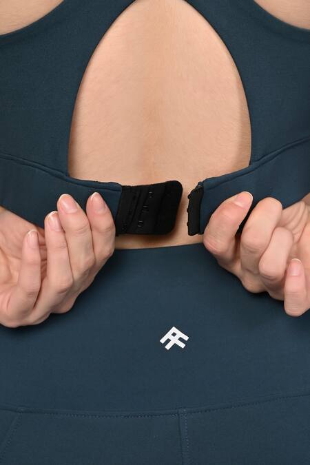 Tuna London - {Tuna Active}_Blue Round Neck Teal Mesh Top And Leggings Set _at_Aza_Fashions