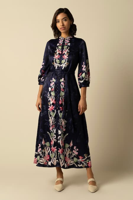 RAISHMA Bria Floral Print Dress With Belt 