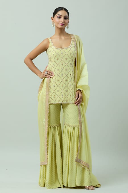 ANUSHKA KHANNA Gota Bead Embellished Kurta Gharara Set 