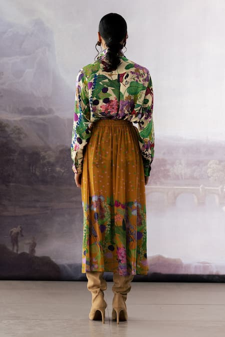 Yavi Emma Abstract Floral Print Shirt 