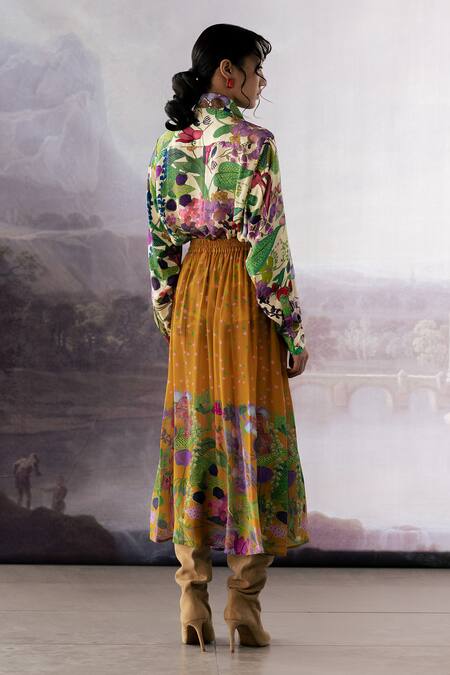 Buy_Yavi_Off White Silk Embroidery Collared Emma Abstract Floral Print Shirt _Online_at_Aza_Fashions