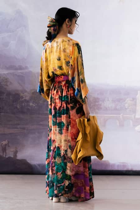 Yavi_Multi Color Crepe Jeremy Printed Skirt _Online_at_Aza_Fashions