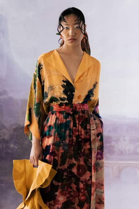 Buy_Yavi_Multi Color Crepe Jeremy Printed Skirt _Online_at_Aza_Fashions