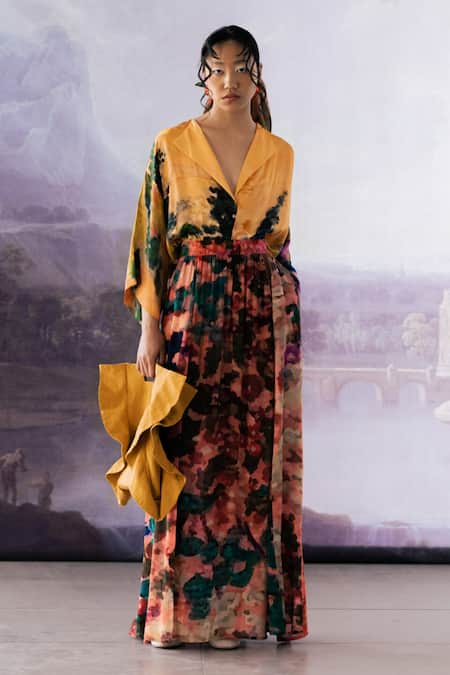 Shop_Yavi_Multi Color Crepe Jeremy Printed Skirt _Online_at_Aza_Fashions