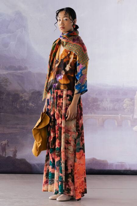 Buy Yavi Orange Silk Collared Mia Food Art Print Jacket Online at Aza Fashions Buy_Yavi_Orange Silk Collared Mia Food Art Print Jacket _Online_at_Aza_Fashions