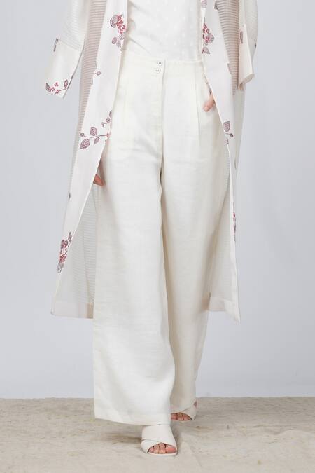 Buy Arcvsh By Pallavi Singh Ivory Organza, Linen Sakura Print Jacket And Pant Set Online at Aza Fashions Buy_Arcvsh By Pallavi Singh_Ivory Organza, Linen Sakura Print Jacket And Pant Set _Online_at_Aza_Fashions