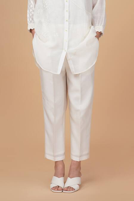 Buy Arcvsh By Pallavi Singh Ivory Chanderi , Chanderi, Embroidery Azisai Shirt And Pant Set Online at Aza Fashions Buy_Arcvsh By Pallavi Singh_Ivory Chanderi , Chanderi, Embroidery Azisai Shirt And Pant Set _Online_at_Aza_Fashions